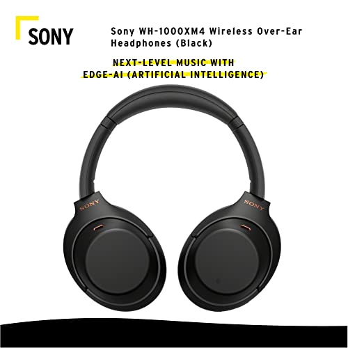 Sony WH-1000XM4 Wireless Bluetooth Noise Cancelling Over-Ear Headphones w/Sound Control (Black) & Focus Camera 10,000mAh Ultra-Portable LED Display Wireless Quick Charge Battery Bank Bundle (2 Items)