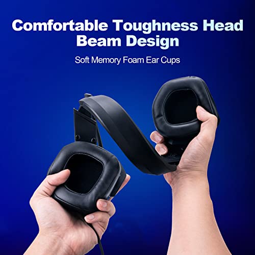 Gaming Headsets, Lossless Bass Surround, Extra-Thick Over-Ear Gaming Headphones, Light&Durable Fiberglass Frame, Wired Gaming Headset with Microphone for PS4/PS5/PC/Xbox/Switch