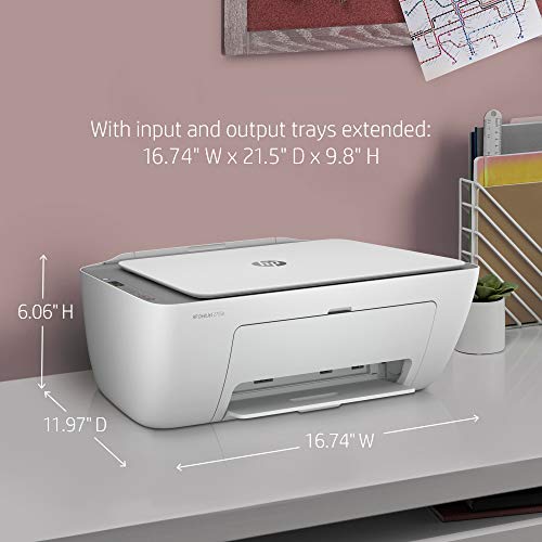 HP DeskJet 2755e Wireless Color All-in-One Printer with bonus 6 months Instant Ink with HP+ (26K67A), white