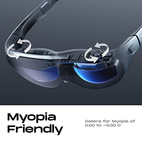 Rokid Air AR Glasses, Myopia Friendly Pocket-Sized Yet Massive Screen with 1080P OLED Dual Display, 43°FoV, 55PPD