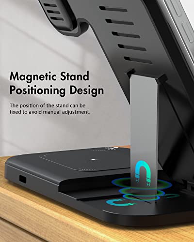 Wireless Charger, 3 in 1 Fast Wireless Charging Station, 18W Charging Stand Foldable Compatible with iPhone 13/12/11 (Pro, Pro Max)/XS/XR/XS/X/SE/8(Plus), iWatch 7/6/SE/5/4/3/2, AirPods 3/2/Pro