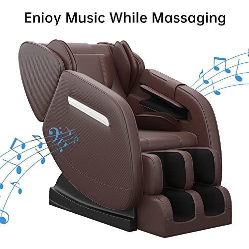 SMAGREHO Massage Chair Recliner with Zero Gravity, Full Body Air Pressure, Heat and Foot Roller Included, Brown