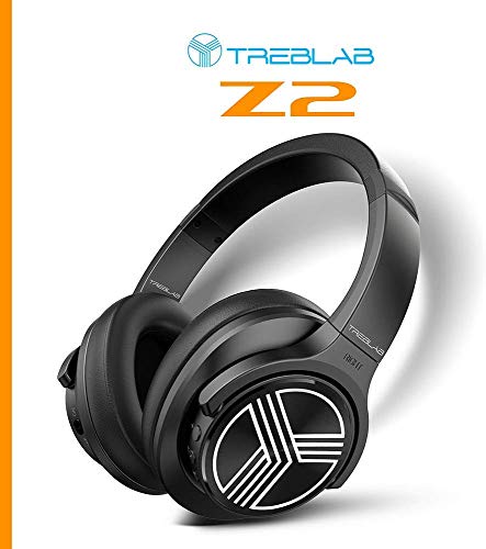 TREBLAB Z2 | Over Ear Workout Headphones with Microphone | Bluetooth 5.0, Active Noise Cancelling (ANC) | Up to 35H Battery Life | Wireless Headphones for Sport, Workout, Running, Gym (Black)