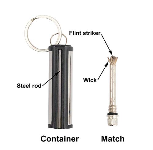 SURVIVE Permanent Match, Pack of 5, The Forever Lighter, Emergency Fire Starter Striker Set, Metal Keychain Unlimited Waterproof Stick