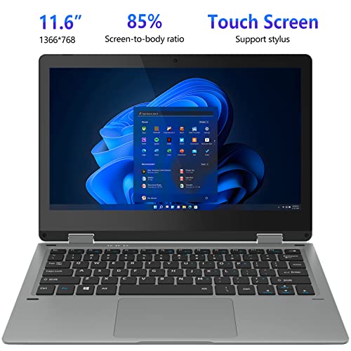 jumper Laptop 11.6 Inch HD Touchscreen, Flip Ultrabook with Intel Celeron N4100 Quad Core,4GB DDR4 128GB SSD & Windows 11, 2.4/5GHz WiFi,Bluetooth 4.2,USB 3.0,HD Webcam (Dark Grey)