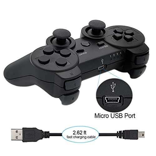 Ceozon PS3 Controller Wireless Play-station 3 Controller Wireless Bluetooth for Sony Play-station 3 Remote Wireless Joystick with Charging Cables 2 Pack Black + Green