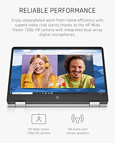 HP Chromebook x360 14 Laptop, Intel Celeron Processor, 4 GB RAM, 32 GB eMMC, 14” HD (1366 x 768), Chrome OS, Webcam & Dual Mics, Work, Entertainment, School, Long Battery Life (14a-ca0040nr, 2021)