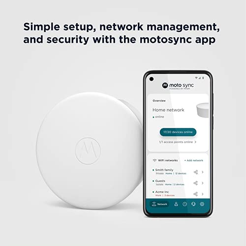 Motorola MH7601 | WiFi 6 Router + Intelligent Mesh System | 1 Router | Easy Setup, Security, Adblocking & Parental Controls with The Secure Motosync app | AX1800 WiFi