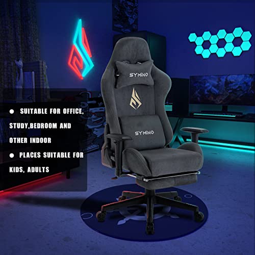 symino Gaming Chair Breathable Alcantara Office Chair Ergonomic PC Chair Racing Style Computer Chair with Adjustable Armrest, Adjustable Swivel Task Chair with Footrest