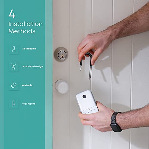 Newest Smart Lock Box, 2021 YEEUU Electronic Fingerprint Lock Box for Key, Wall Mount/Knob Hang with Bluetooth APP, IP65 Weatherproofing Perfect for Smart Home, Airbnb and Rental Business(K241)