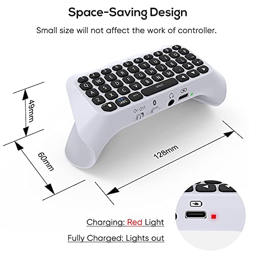 Wireless Controller Keyboard for PS5, Bluetooth 3.0 Mini Portable Gamepad Chatpad with Built-in Speaker & 3.5MM Audio Jack for Playstation 5 Voice Chat Board for Messaging and Gaming Live Chat