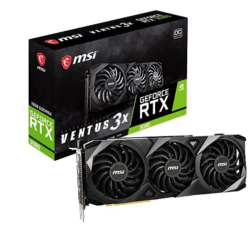 AmazinXpress AX Bundle RTX 3080 Ventus 10GB GDRR6X 320-Bit HDMI DP Nvlink Tri-Frozr 2 Ampere Architecture OC LHR Graphics Card and AX HDMI 2.1 UHD 48 Gbps (4k@120Hz/8K@60Hz)