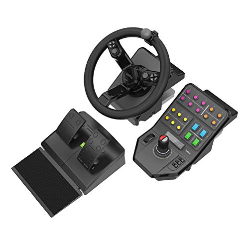 Logitech G Farm Simulator Heavy Equipment Bundle (2nd Generation), Steering Wheel Controller for Farm Simulation 19 (or Older), Wheel, Pedals, Vehicle Side Panel Control Deck for PC/PS4 (Renewed)