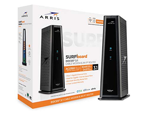 ARRIS SURFboard SBG8300 DOCSIS 3.1 Gigabit Cable Modem & AC2350 Dual Band Wi-Fi Router, Approved for Cox, Spectrum, Xfinity & others (black) , Packaging may vary