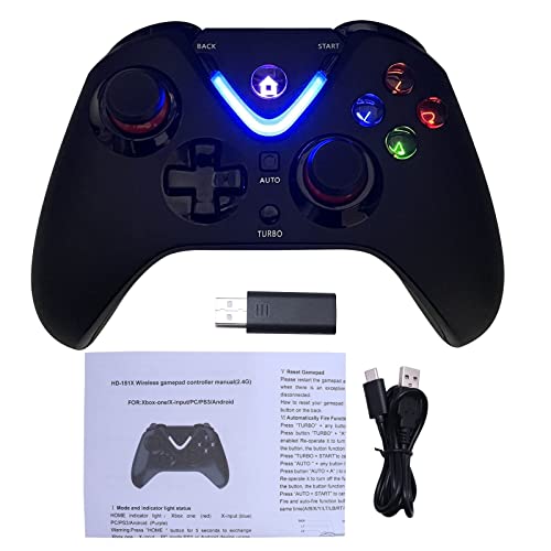 ROTOMOON Wireless Game Controller with LED Lighting Compatible with Xbox One S/X, Xbox Series S/X Gaming Gamepad, Remote Joypad with 2.4G Wireless Adapter Perfect for FPS Games