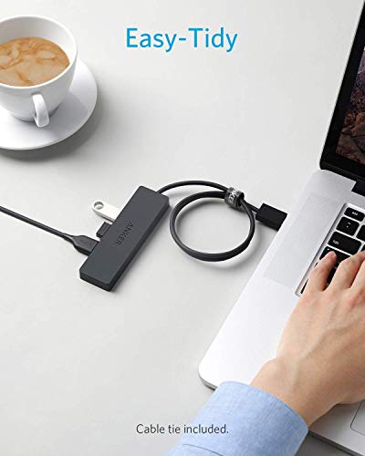 Anker 4-Port USB 3.0 Hub, Ultra-Slim Data USB Hub with 2 ft Extended Cable [Charging Not Supported], for MacBook, Mac Pro, Mac mini, iMac, Surface Pro, XPS, PC, Flash Drive, Mobile HDD