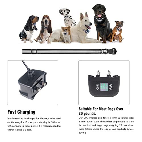 JUSTPET GPS Wireless Dog Fence Pet Containment System, Electric GPS Wireless Dog Fence with Rechargeable Training Collar, Range Up to 3281 FT, Harmless and Suitable for All Dogs