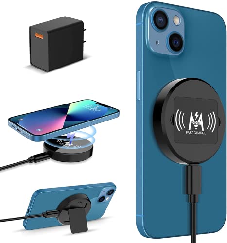 KKM Magnetic Wireless Charger, Compatible with MagSafe Charger, 15W Fast Charging Pad for iPhone 13/13 Pro/13 Pro Max/13 mini/12/12 Pro/12 Pro Max /12 Mini AirPods Pro (Include Adapter)