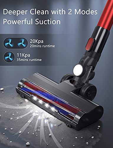 PRETTYCARE Cordless Vacuum Cleaner, 180W Powerful Suction Stick Vacuum with 30min Long Runtime Detachable Battery, 4 in 1 Lightweight Quiet Vacuum Cleaner Perfect for Hardwood Floor Pet Hair, W100