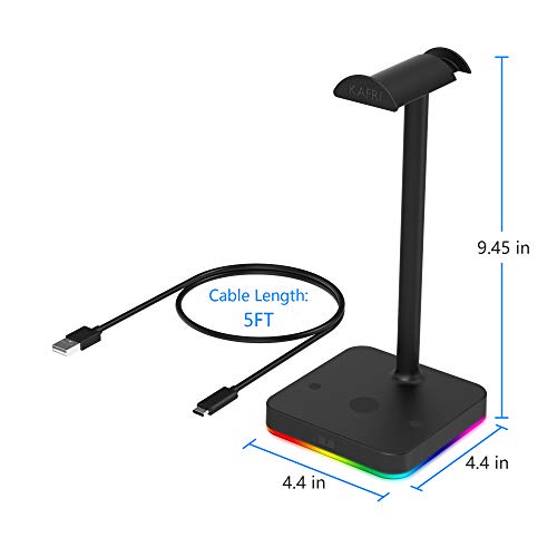 RGB Headphone Stand with Wireless Charger KAFRI Desk Gaming Headset Holder Hanger Rack with 10W/7.5W Fast Charge QI Wireless Charging Pad - Suitable for Gamer Desktop Table Game Earphone Accessories