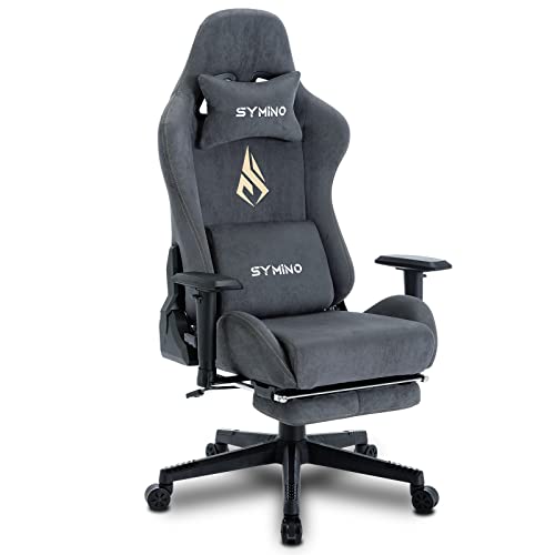 symino Gaming Chair Breathable Alcantara Office Chair Ergonomic PC Chair Racing Style Computer Chair with Adjustable Armrest, Adjustable Swivel Task Chair with Footrest