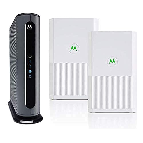 Motorola MB8611 Cable Modem + Whole Home Tri-Band Mesh System 2-Pack | Top Tier Internet Speeds | Approved for Comcast Xfinity, Charter Spectrum, and Cox –Modem and Whole Home Mesh System Bundle