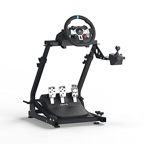 GT Omega Racing Wheel Stand for Logitech G920 G29 G923 Driving Force Gaming Steering Wheel, Pedals & Gear Shifter Mount V1, PS4, Xbox, Ferrari, PC - Foldable, Tilt-Adjustable to Ultimate Sim Racing Experience