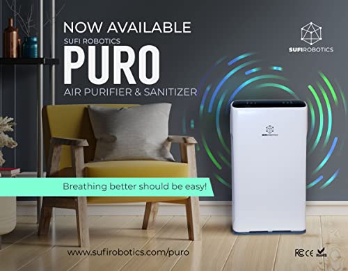 Air Purifier for Home Office Large Room, Sufi Robotics Air Cleaner 24 db 3- Stage H13 HEPA Filtration Efficiently Remove Odor Smoke Pet Dander, 3 Speed Adjustable and Night Light Optiona