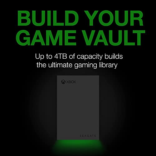 Seagate Game Drive for Xbox 4TB External Hard Drive Portable HDD - USB 3.2 Gen 1, Black with built-in green LED bar , Xbox Certified, 3 year Rescue Services (STKX4000402)