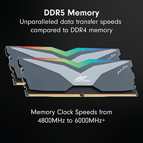VisionTek OCPC Xtreme Pista DDR5 RAM 16GB (2 x 8GB) 5200MHz DIMM Kit - Desktop - Titanium - 901509