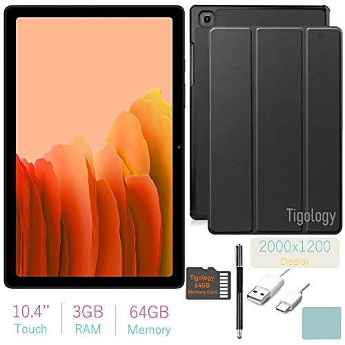 2020 Samsung Galaxy Tab A7 10.4’’ (2000x1200) TFT Display Wi-Fi Tablet Bundle, Qualcomm Snapdragon 662, 3GB RAM, Bluetooth, Dolby Atmos Audio, Android 10 OS w/Tigology Accessories (64GB, Gold)