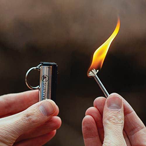 SURVIVE Permanent Match, Pack of 5, The Forever Lighter, Emergency Fire Starter Striker Set, Metal Keychain Unlimited Waterproof Stick