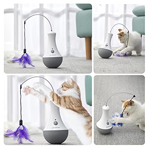 Interactive Cat Toys for Indoor Cat Feather Toys,Automatic Pet Exercise Toys,Electronic Motion/Moving Tumbler Cat Toys for Play Cats/Kitten, Battery Powered, Cat Wobble Toy as Cat Gifts