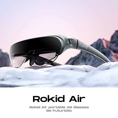 Rokid Air AR Glasses, Myopia Friendly Pocket-Sized Yet Massive Screen with 1080P OLED Dual Display, 43°FoV, 55PPD