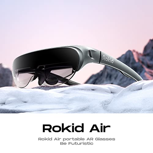 Rokid Air AR Glasses, Myopia Friendly Pocket-Sized Yet Massive 120"" Screen with 1080P OLED Dual Display, 43°FoV, 55PPD