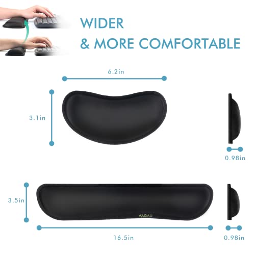 VAGAU Premium Memory Foam Keyboard and Mouse Wrist Rest Pads Set- for Comfortable Typing &Wrist Pain Relief(Pack of 2)