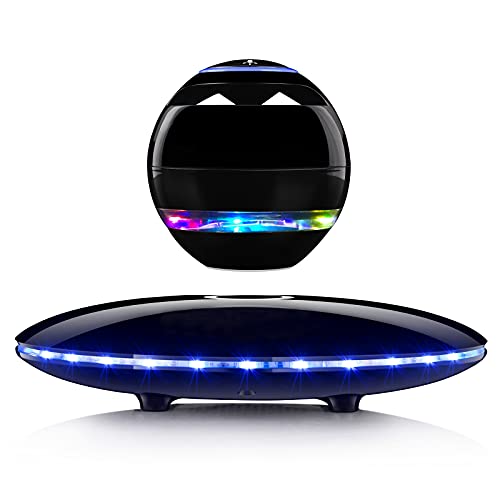 Magnetic Levitating Speaker, RUIXINDA Wireless Floating Bluetooth Speakers with Colorful Flashing Light Show, 360 Degree Rotation, Home Office Decor Cool Gadgets Tech Electronics Gifts (Black)