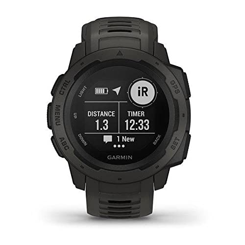 Garmin 010-02064-00 Instinct, Rugged Outdoor Watch with GPS, Features Glonass and Galileo, Heart Rate Monitoring and 3-Axis Compass, Graphite