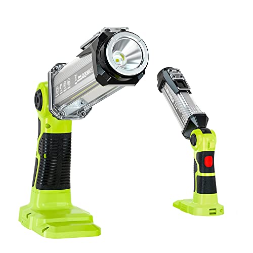 for Ryobi 18V Light Cordless Powered LED Spotlight YEX-BUR 25W 2000LM LED Work Light for Ryobi 18v ONE + Li-ion NiCd NiMh Batteries Portable Handheld Flashlight Floodlights Camping Light with Hook