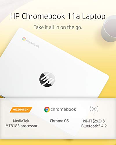 HP Chromebook 11-inch Laptop - MediaTek - MT8183 - 4 GB RAM - 32 GB eMMC Storage - 11.6-inch HD IPS Touchscreen - with Chrome OS™ - (11a-na0050nr, 2020 model, Snow White)