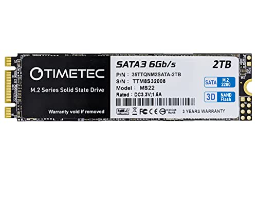 Timetec 2TB SSD 3D NAND QLC SATA III 6Gb/s M.2 2280 NGFF Read Speed Up to 550MB/s SLC Cache Performance Boost Internal Solid State Drive for PC Computer Laptop and Desktop (2TB)