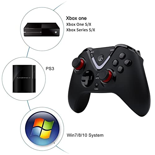 ROTOMOON Wireless Game Controller with LED Lighting Compatible with Xbox One S/X, Xbox Series S/X Gaming Gamepad, Remote Joypad with 2.4G Wireless Adapter Perfect for FPS Games