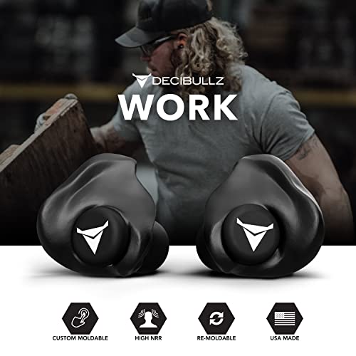 Decibullz - Custom Molded Earplugs, 31dB Highest NRR, Comfortable Hearing Protection for Shooting, Travel, Swimming, Work and Concerts (Black)