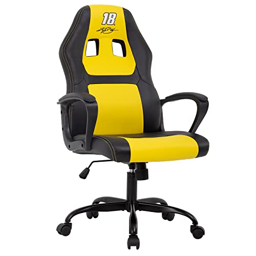 Office Chair PC Gaming Chair Cheap Desk Chair Ergonomic PU Leather Executive Computer Chair Lumbar Support for Home Office (Yellow, D18)