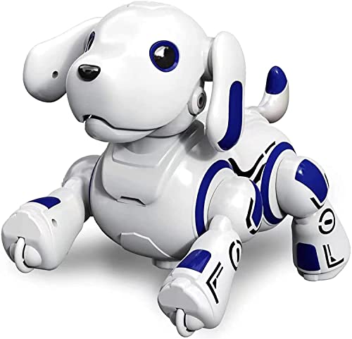 Hi-Tech Remote Control Robot Dog Toy with Voice Control for Kids 4 5 6 7 8 9, Smart Robotic Rc Aibo Interactive Puppy Doge Program Chip Music Dance Puppy Pets Gift Toys for Toddlers Boys Girls.