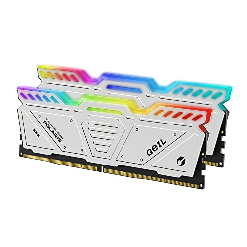 GeIL Polaris RGB DDR5 RAM, 32GB (16GBx2) 5200MHz 1.25V , Intel Compatible, Long DIMM High Speed Desktop Memory, Hardcore Immersive Gaming/Multimedia Content Creation/Quality Live Streaming(White)