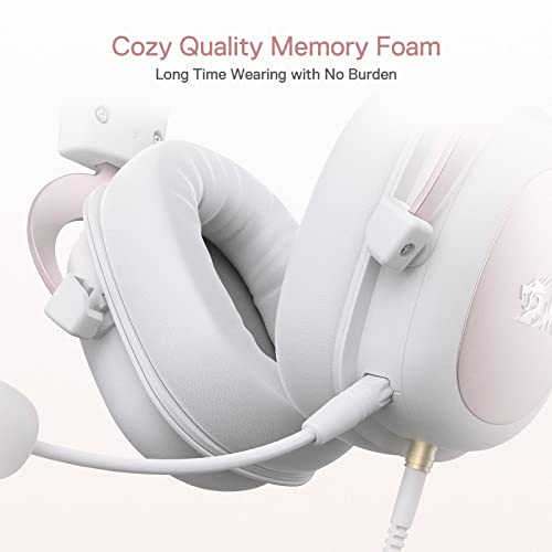 Redragon H510 Zeus White Wired Gaming Headset - 7.1 Surround Sound - Memory Foam Ear Pads - 53MM Drivers - Detachable Microphone - Multi Platforms for PC, PS4/3 & Xbox One/Series X, NS