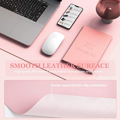 Writing Desk Pad Protector, YSAGi Anti-Slip Thin Mousepad for Computers,Office Desk Accessories Laptop Waterproof Desk Protector for Office Decor and Home (Pink, 35.4" x 17")