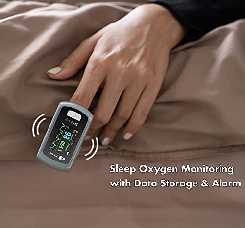 EMAY Sleep Oxygen Monitor with PC Software & App | Bluetooth Pulse Oximeter Rechargeable for Overnight & Continuous SpO2 Tracking with 72 Hours Built-in Memory | Gives Informative Report & Analysis