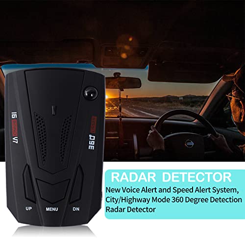 Laser Radar Detector for Cars, Prompt Speed, City/Highway Mode, 360 Degree Detection Policy Radar Detectors Kit with LED Display(Black)